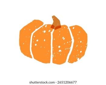Doodle icon of pumpkin. Natural orange gourd, squash pumkin. Fresh vegetable, organic veggie, agriculture crop, healthy farm food. Flat isolated hand drawn vector illustration on white background