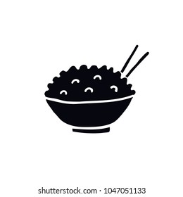 doodle icon. rice with chopsticks. isolated on white background. vector illustration