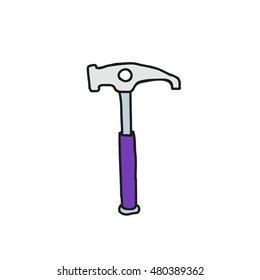 doodle icon. rock hammer. vector illustration