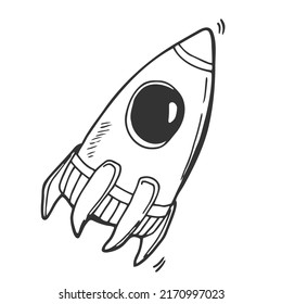 icono del garabato. cohete. ilustración vectorial. cohete espacial en línea