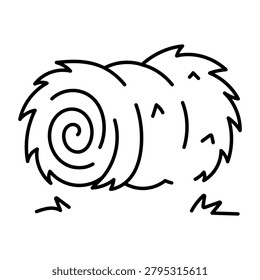 Doodle icon of a rolled hay bale on grass.