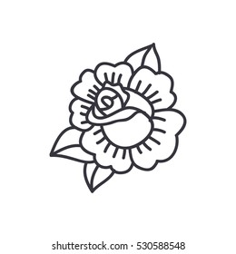 doodle icon. rose flower. traditional tattoo flash. vector illustration