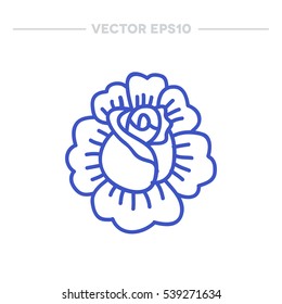 doodle icon. rose flower. traditional tattoo flash. vector illustration