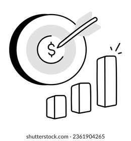 Doodle icon of sales target 