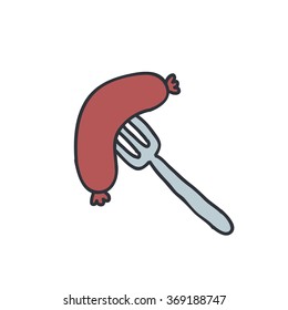 doodle icon. sausage. vector illustration