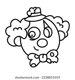 Un doodle icono de una cara de payaso de miedo

