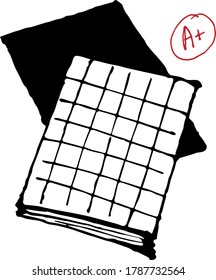 Doodle icon with school notes sketch on white background for paper design. Vector sketch.
