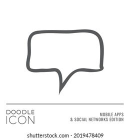 Serie de iconos de Doodle - Signo en blanco de charla de burbuja como mensaje de texto Símbolo de estilo de trazo de contorno plano en aplicaciones móviles y edición de redes sociales - Diseño gráfico de pictograma vectorial