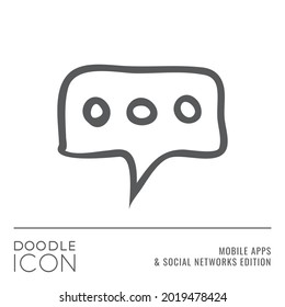 Doodle Icon Series - Chat Bubble and Dots Sign wie Flat Outline Stroke Style Symbol in Mobile Apps and Social Networks Edition - Vector Pictogram Graphic Design