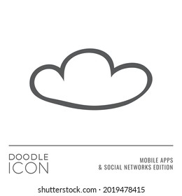 Doodle Icon Series - Cloud Shape as Cloud Data Storages or Service Flat Outline Stroke Style Symbol in Mobile Apps and Social Networks Edition - Vector Pictogram Graphic Design