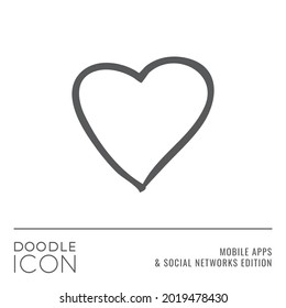 Doodle Icon Series - Heart Shape Sign as Fancy Mark Flat Outline Stroke Style Symbol in Mobile Apps and Social Networks Edition - Vector Pictogram Graphic Design