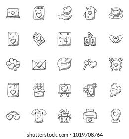 Doodle Icon set of Love and Romance