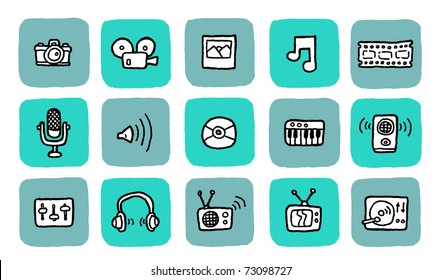 doodle icon set - media