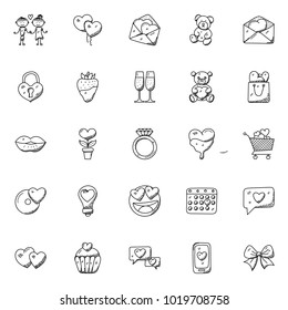 Doodle Icon Set of Romance and Valentine 