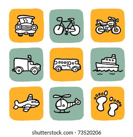 doodle icon set - vehicle