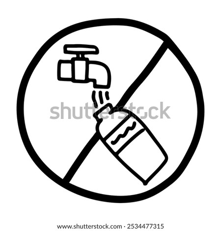 Doodle Icon of Sharing water tabs into the toilet is prohibited