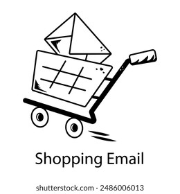 Here’s a doodle icon of shopping email 