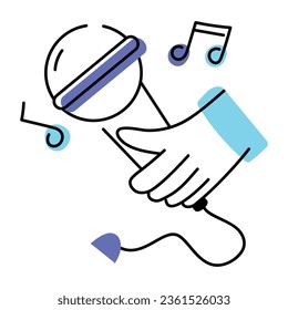 A doodle icon of singing mic  