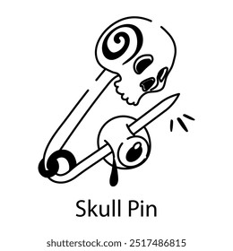 Un icono de doodle de pin de cráneo 