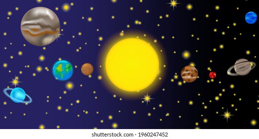 Doodle icon with sky planet stars for wallpaper design. Planet map. Sun texture. Vector illustration. EPS 10.