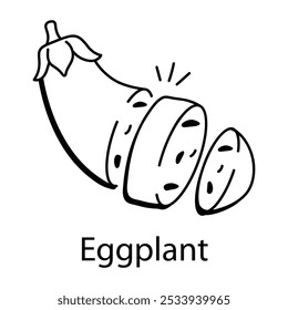 Doodle icon of sliced eggplant

