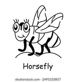 A doodle icon of smiling horsefly 