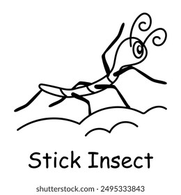 A doodle icon of a stick insect 