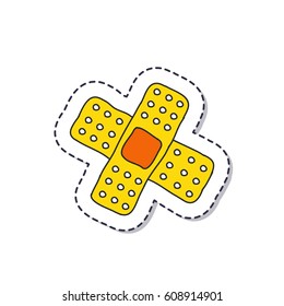 doodle icon, sticker. adhesive plaster. isolated on white background. isolated on white background