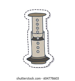 doodle icon, sticker. alternative coffee maker. device for brewing coffee. isolated on white background. vector illustration