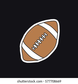 doodle icon, sticker. American football ball. vector illustration