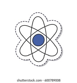 doodle icon, sticker. atom. isolated on white background. vector illustration