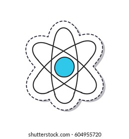doodle icon, sticker. atom. isolated on white background. vector illustration