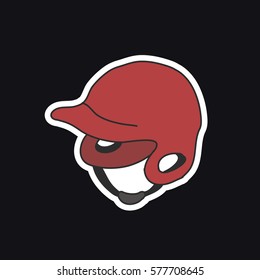 doodle icon, sticker. baseball helmet. vector illustration