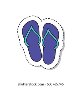 doodle icon, sticker. beach slippers (sandals). vector illustration