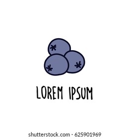 doodle icon, sticker. blueberry