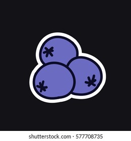 doodle icon, sticker. blueberry. vector illustration