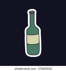 doodle icon, sticker. bottle of beer. vector illustration