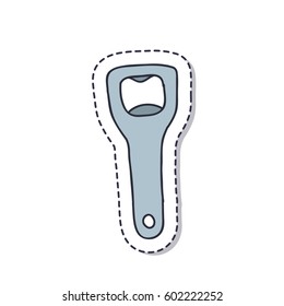 doodle icon, sticker. bottle opener. isolated on white background. vector illustration