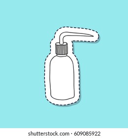 doodle icon, sticker. bottle for washing the skin during the tattoo. vector illustration