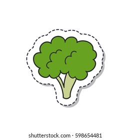 doodle icon, sticker. broccoli. isolated on white background. vector illustration