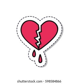 doodle icon, sticker. broken heart. isolated on white background. vector illustration