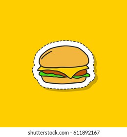 doodle icon, sticker. burger. vector illustration