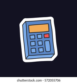 doodle icon, sticker. calculator. vector illustration