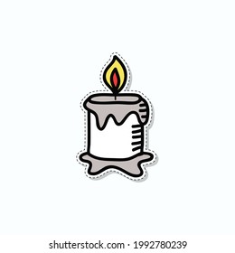 doodle icon, sticker. candle. vector illustration.