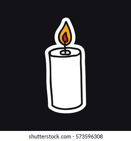 doodle icon, sticker. candle. vector illustration