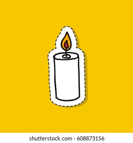 doodle icon, sticker. candle. vector illustration