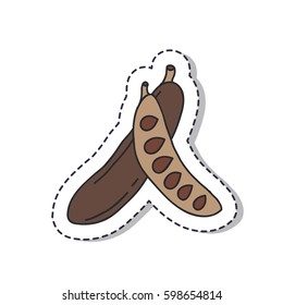 doodle icon, sticker. carob. isolated on white background. vector illustration
