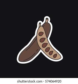 doodle icon, sticker. carob. vector illustration