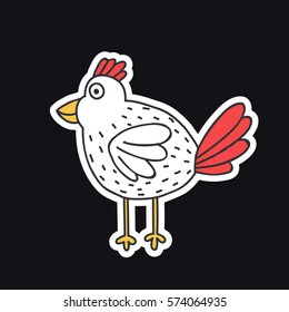 doodle icon, sticker. chicken. vector illustration