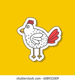 doodle icon, sticker. chicken. vector illustration